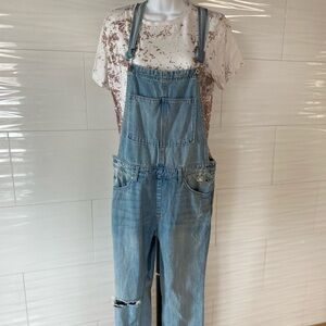Denim & Denim Blue Jean Overalls Size 6 Distressed Casual